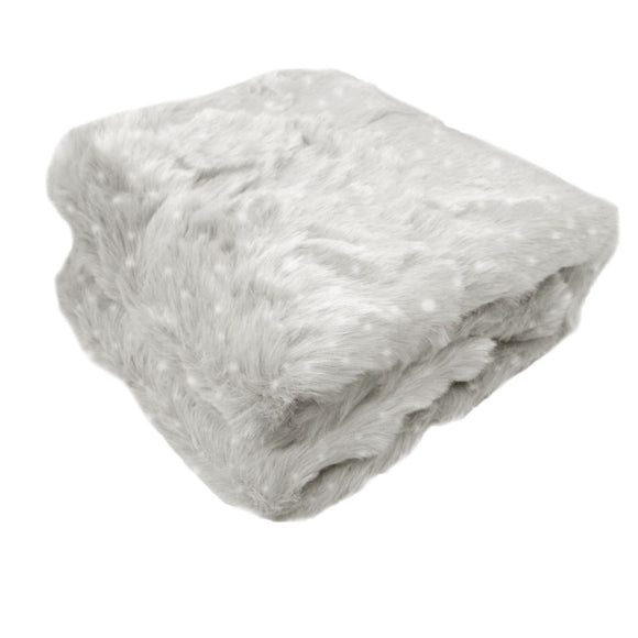 NNEDSZ Ariana Long Fleece Faux Fur Throw Rug Silver Dot