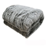 NNEDSZ Sia Luxury Range Faux Fur Throw Rug 127 x 152 cm Mongolian Wolf