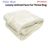 NNEDSZ Radisson Polar Bear Luxury Animal Faux Fur Throw Rug 127 x 152 cm