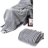 NNEDSZ Chains Navy Knitted Throw Rug