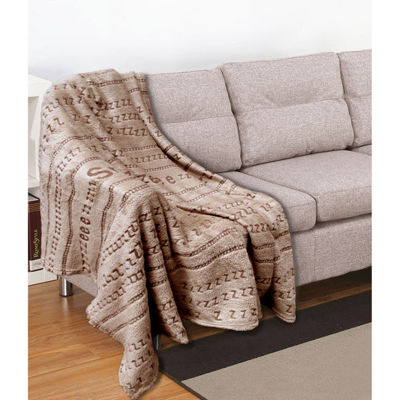 NNEDSZ Embossed Print Throw Latte Snooze