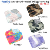 NNEDSZ Finley Multi Colour Collection Shaggy Throw Rug 127 x 152cm Pastel Hues