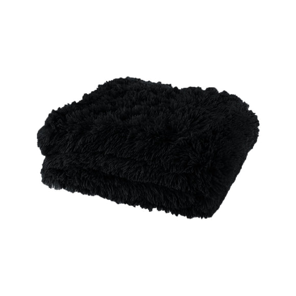 NNEDSZ Nutural Collection Shaggy Throw Rug 127 x 152cm Black