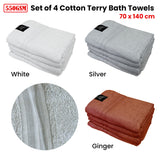 NNEDSZ 550GSM Set of 4 100% Cotton Terry Bath Towels 70 x 140 cm White