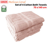 NNEDSZ 600GSM Set of 4 Melissa 100% Cotton Bath Towels Coral 70 x 140 cm