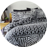 NNEDSZ Homeport Kenya Black Printed Geometric Quilt Cover Set Double
