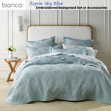 NNEDSZ Aspen Sky Blue Embroidered Bedspread Set Queen