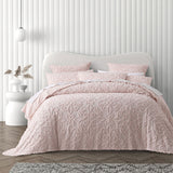 NNEDSZ Bianca Ella Blush Cotton Chenille Floral Bedspread Set Single