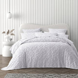 NNEDSZ Bianca Ella White Cotton Chenille Floral Bedspread Set Double