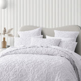 NNEDSZ Bianca Ella White Cotton Chenille Floral Bedspread Set King