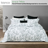 NNEDSZ Bianca Gracie White Floral Printed Quilted Bedspread Set Queen