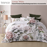 NNEDSZ Bianca Lorna White Floral Printed Quilted Bedspread Set King