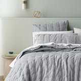 NNEDSZ Bianca Langston Silver Pre-Washed Linen Cotton Comforter Set Queen/King