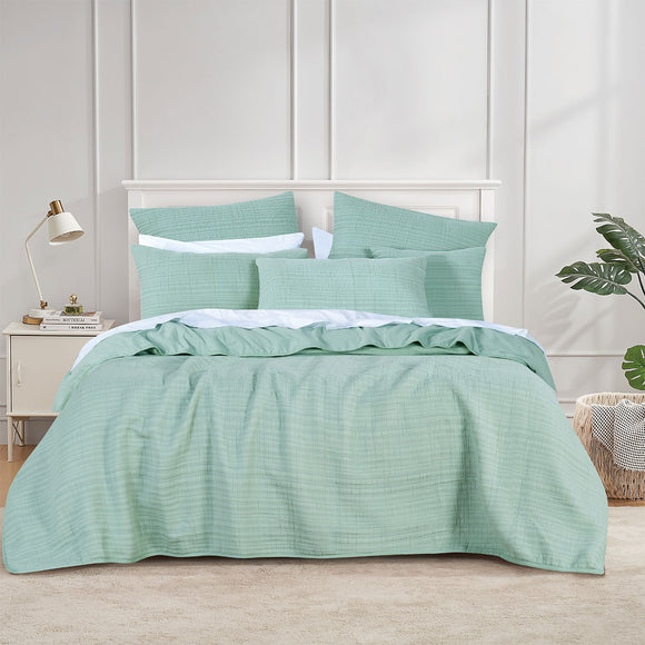 NNEDSZ Bianca Cressida Sage Cotton Polyester Coverlet Set Queen/King