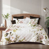 NNEDSZ Bianca Rosalia White Floral Printed Quilted Polyester Coverlet Set Super King