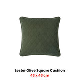 NNEDSZ Bianca Lester Olive Velvet Square Filled Cushion 43 x 43cm