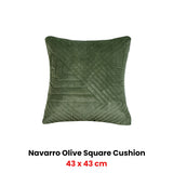 NNEDSZ Bianca Navarro Olive Velet Square Filled Cushion 43 x 43cm