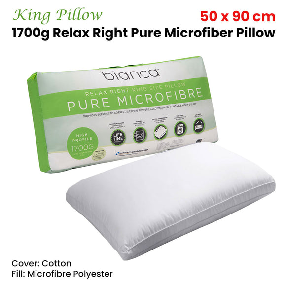 NNEDSZ Bianca 1700g Relax Right Pure Microfiber King Pillow 50 x 90cm