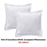 NNEDSZ Bianca Pair of Cassiano White European Pillowcases 65 x 65cm