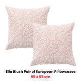 NNEDSZ Bianca Pair of Ella Blush European Pillowcases 65 x 65cm