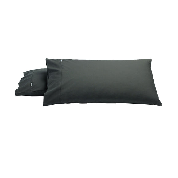 NNEDSZ Bianca Pair of Heston Cotton Percale King Pillowcases Charcoal