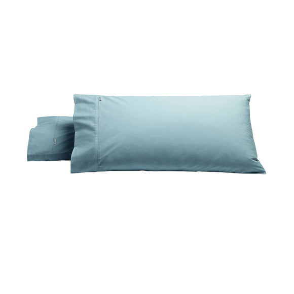 NNEDSZ Bianca Pair of Heston Cotton Percale King Pillowcases Steel Blue