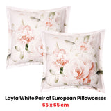 NNEDSZ Bianca Pair of Layla White European Pillowcases 65 x 65cm