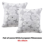 NNEDSZ Pair of Leona White European Pillowcases