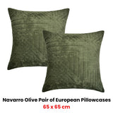 NNEDSZ Bianca Pair of Navarro Olive European Pillowcases 65 x 65cm