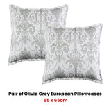 NNEDSZ Pair of Olivia Grey European Pillowcases