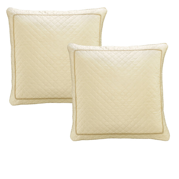 NNEDSZ Bianca Elegance Pair of Trieste Ivory European Pillowcases