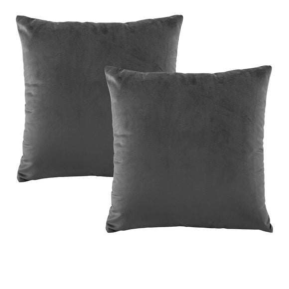NNEDSZ Bianca Pair of Vivid Coordinate Velvet Coal European Pillowcases 65 x 65 cm