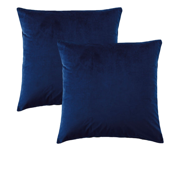 NNEDSZ Bianca Pair of Vivid Coordinate Velvet Indigo European Pillowcases 65 x 65 cm