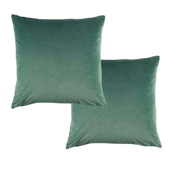 NNEDSZ Bianca Pair of Vivid Coordinate Velvet Sage European Pillowcases 65 x 65 cm