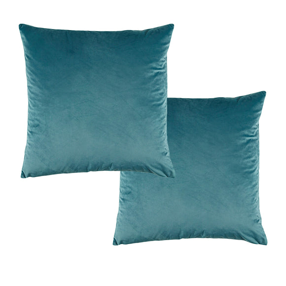 NNEDSZ Bianca Pair of Vivid Coordinate Velvet Teal European Pillowcases 65 x 65 cm