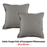 NNEDSZ Bianca Pair of Zaria Taupe European Pillowcases 65 x 65cm
