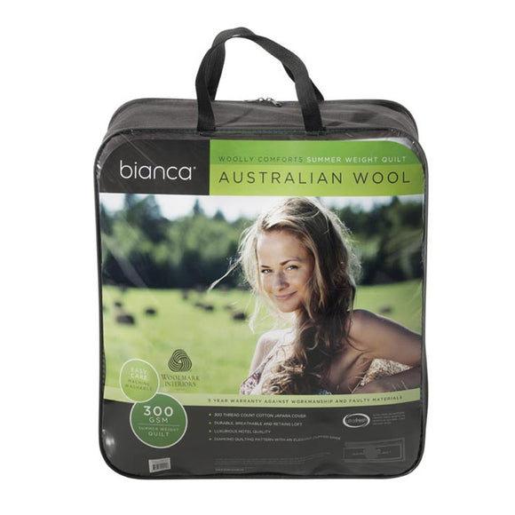 NNEDSZ Bianca 300GSM Woolly Comforts Summer Wool Quilt Single