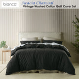 NNEDSZ Bianca Acacia Charcoal Vintage Washed Cotton Quilt Cover Set King