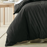 NNEDSZ Bianca Acacia Charcoal Vintage Washed Cotton Quilt Cover Set King