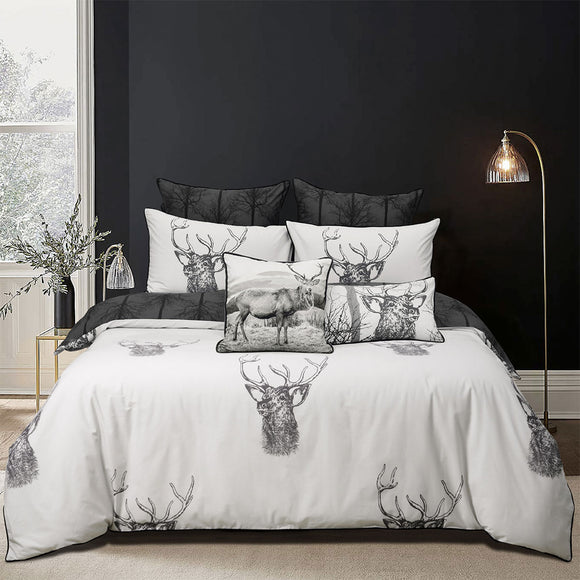 NNEDSZ Alpine Stag Taupe Polyester Cotton Quilt Cover Set King