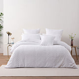 NNEDSZ Bianca Cosmo White Soft Chenille Geometric Quilt Cover Set King