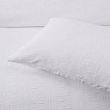 NNEDSZ Bianca Cosmo White Soft Chenille Geometric Quilt Cover Set Super King