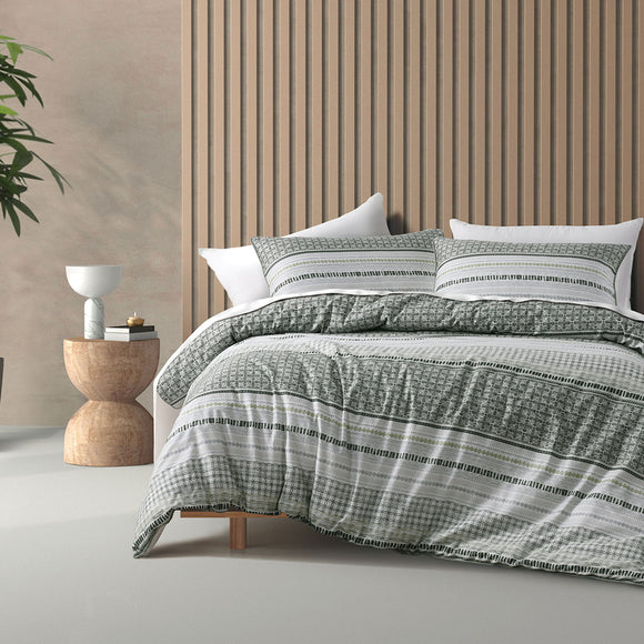NNEDSZ Bianca Drake Green Cotton Sateen Quilt Cover Set Super King