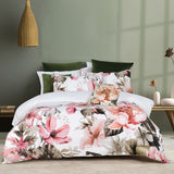 NNEDSZ Bianca Eliana White Floral Printed Cotton Sateen Quilt Cover Set King