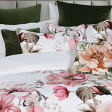NNEDSZ Bianca Eliana White Floral Printed Cotton Sateen Quilt Cover Set King