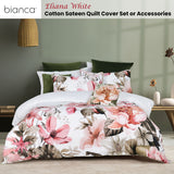 NNEDSZ Bianca Eliana White Floral Printed Cotton Sateen Quilt Cover Set Queen
