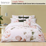 NNEDSZ Bianca Layla White Floral Printed Cotton Sateen Quilt Cover Set Queen