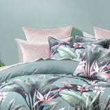 NNEDSZ Mika Green Cotton Sateen Quilt Cover Set Double