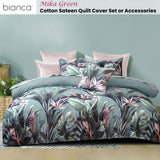 NNEDSZ Mika Green Cotton Sateen Quilt Cover Set Queen