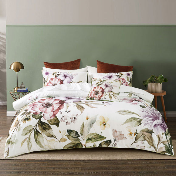 NNEDSZ Bianca Minette White Cotton Sateen Quilt Cover Set Queen